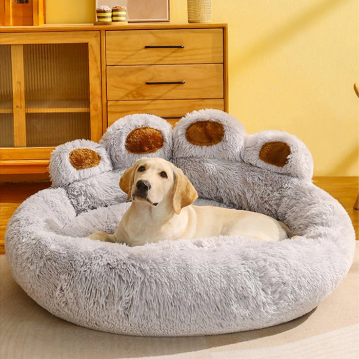 Cama perro fluffy gris