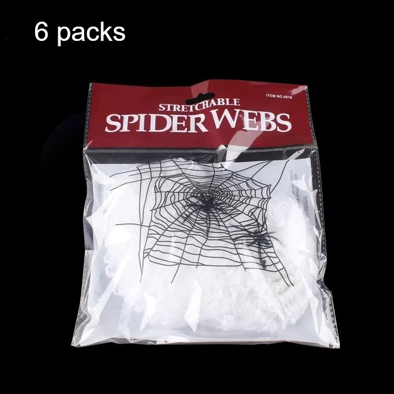 Stretchable Spider Webs with 2 Spiders Each,Party Supplies Halloween Cobweb Decorations for Haunted Houses, Room and Home Decor