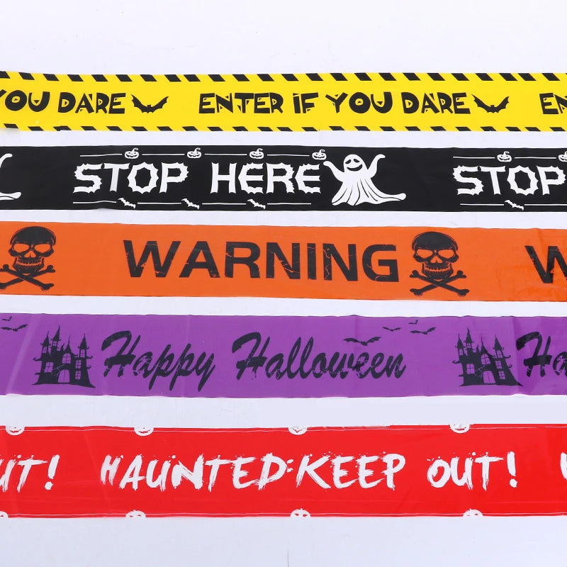 NEW 1PC Halloween Props Window Prop Warning Line Plastic Skull Head Warning Tape Signs Halloween Decoration Witch Balloons Lot