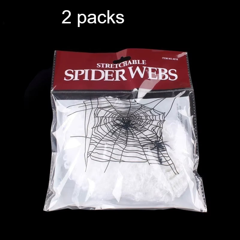 Stretchable Spider Webs with 2 Spiders Each,Party Supplies Halloween Cobweb Decorations for Haunted Houses, Room and Home Decor