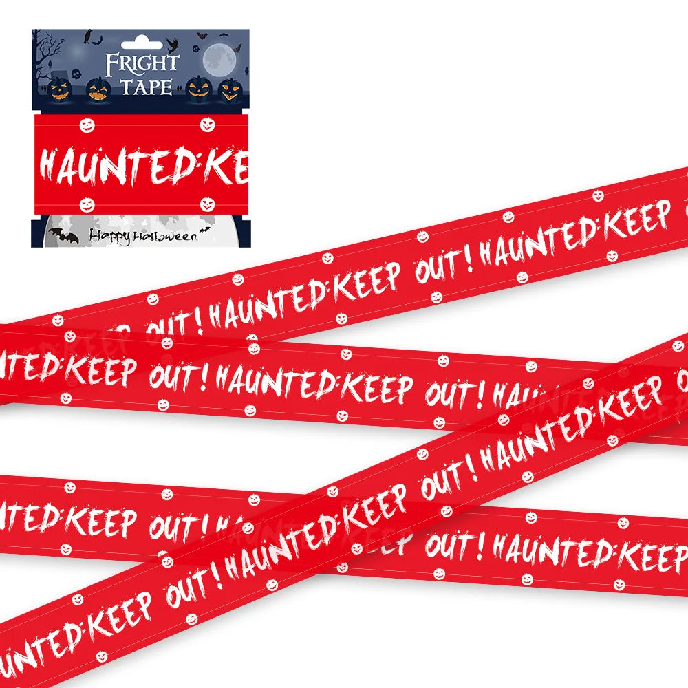 NEW 1PC Halloween Props Window Prop Warning Line Plastic Skull Head Warning Tape Signs Halloween Decoration Witch Balloons Lot