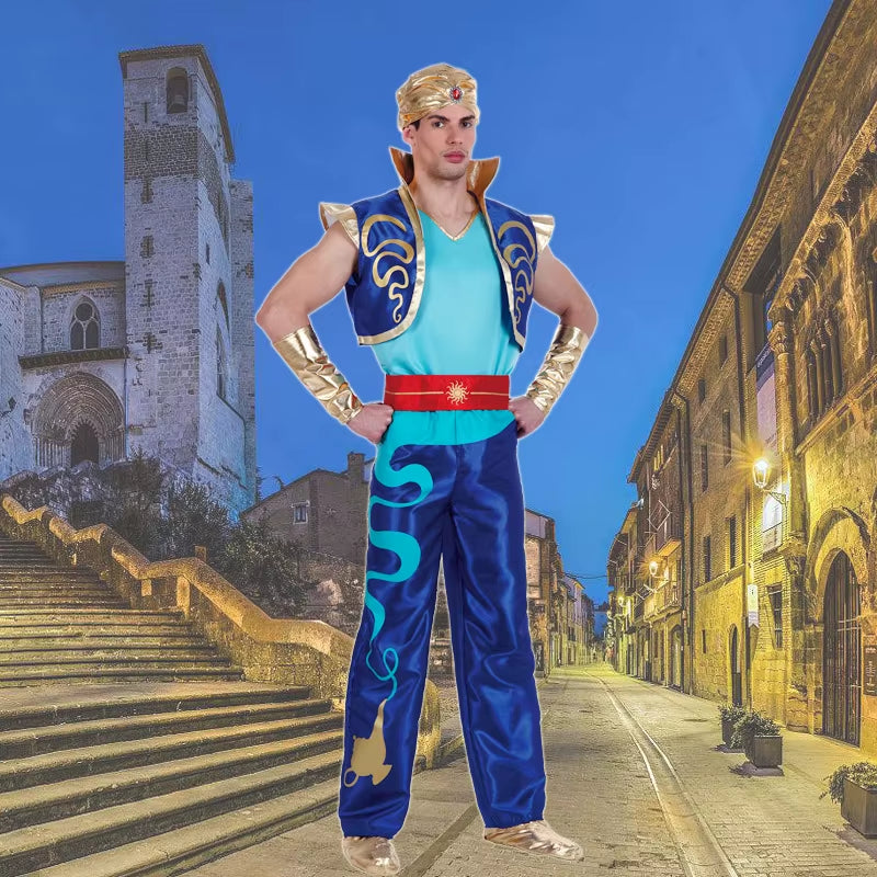 Halloween Fashion New Arab King Costume Aladdin Magic Lamp Prince Carnival Party Adult Men and Boys Stage Performance Costume