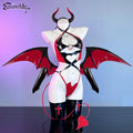 KORURACLUB Women'S Sexy Purple Little Devil Cosplay Costume Red Bat Wings Polyurethane Lingerie