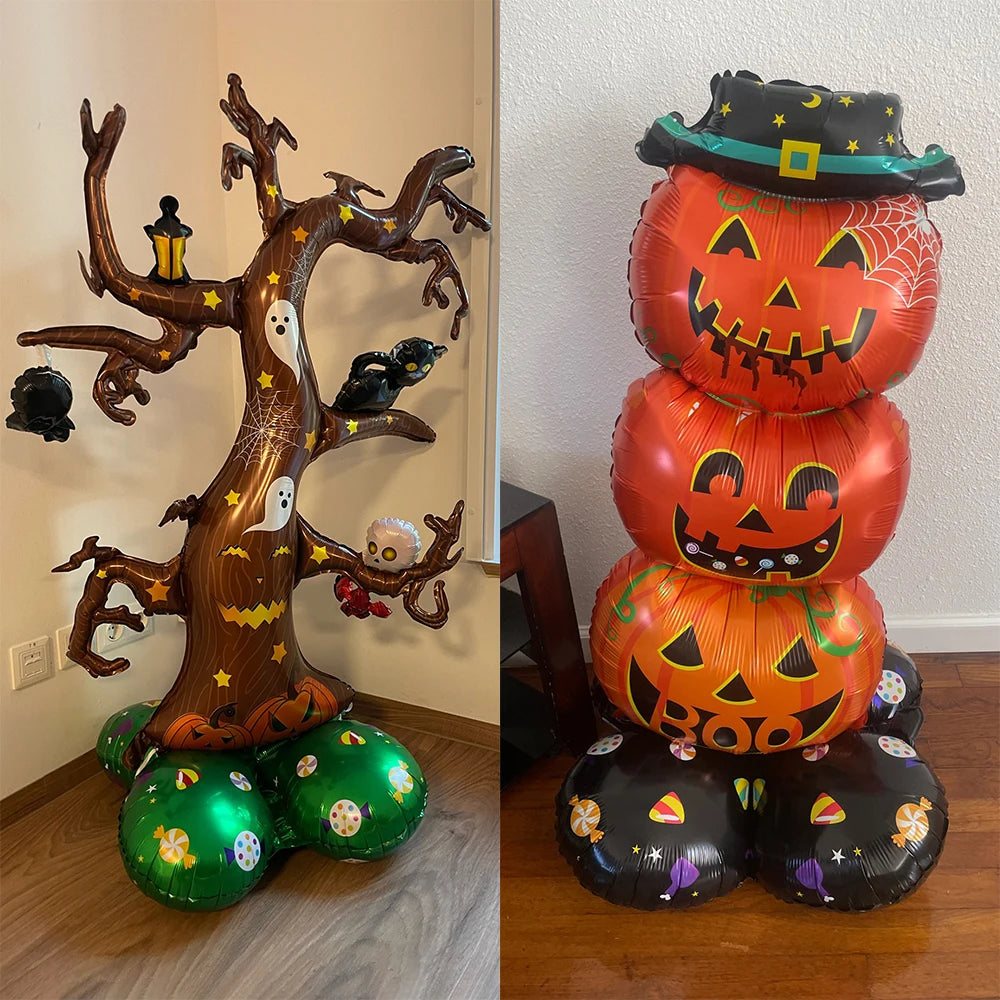 1Set Halloween Foil Balloons,Pumpkin Ghost Witch Aluminium Foil Balloons, Halloween Party Home Decorations