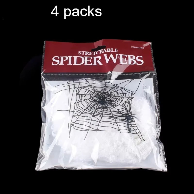 Stretchable Spider Webs with 2 Spiders Each,Party Supplies Halloween Cobweb Decorations for Haunted Houses, Room and Home Decor