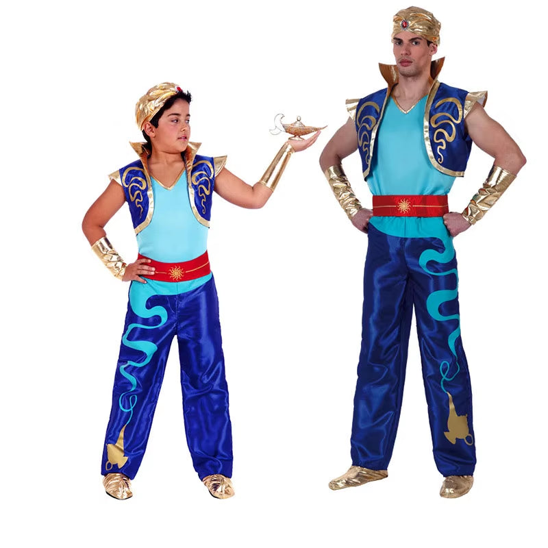 Halloween Fashion New Arab King Costume Aladdin Magic Lamp Prince Carnival Party Adult Men and Boys Stage Performance Costume