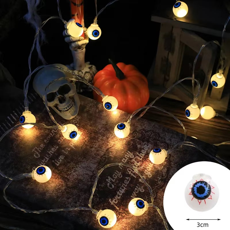 Halloween Decoration Led Light String Pumpkin Skull Head Eyeball Shaped Lamp String Trick or Treat Lantern Horror Halloween Day