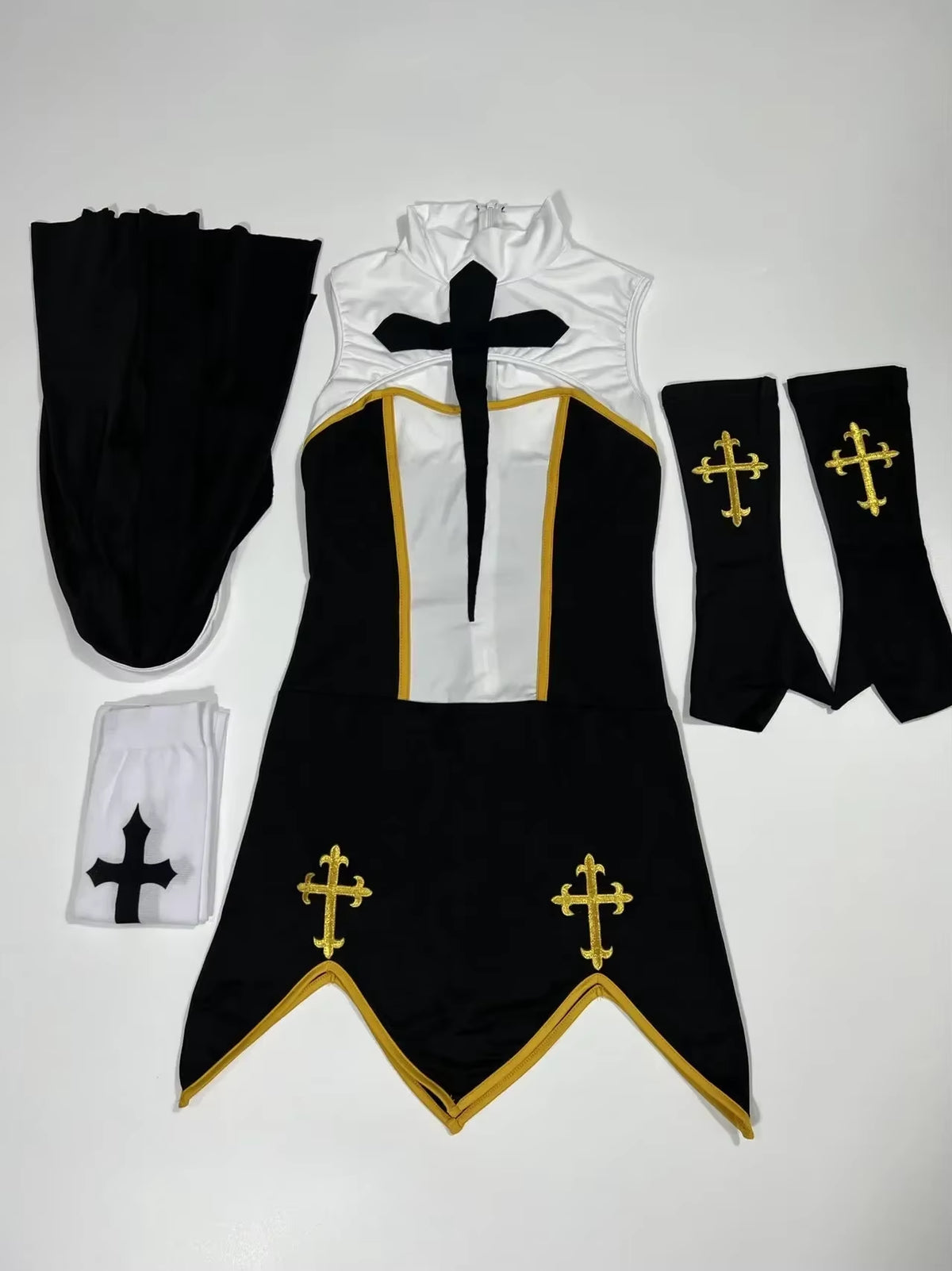 Women'S Sexy Nun Cosplay Costume Carnival Halloween Fantasia Fancy Dress