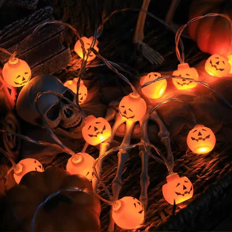 Halloween Decoration Led Light String Pumpkin Skull Head Eyeball Shaped Lamp String Trick or Treat Lantern Horror Halloween Day