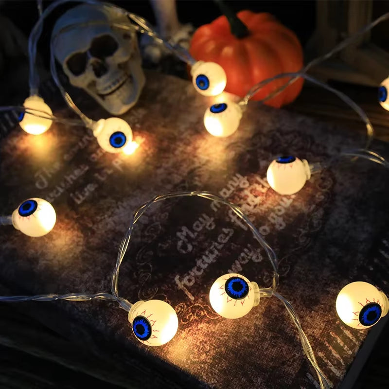 Halloween Decoration Led Light String Pumpkin Skull Head Eyeball Shaped Lamp String Trick or Treat Lantern Horror Halloween Day