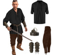 4 Pcs Halloween Men'S Renaissance Costume Set Medieval Pirate Shirt Ankle Banded Pants Viking Belt Accessories