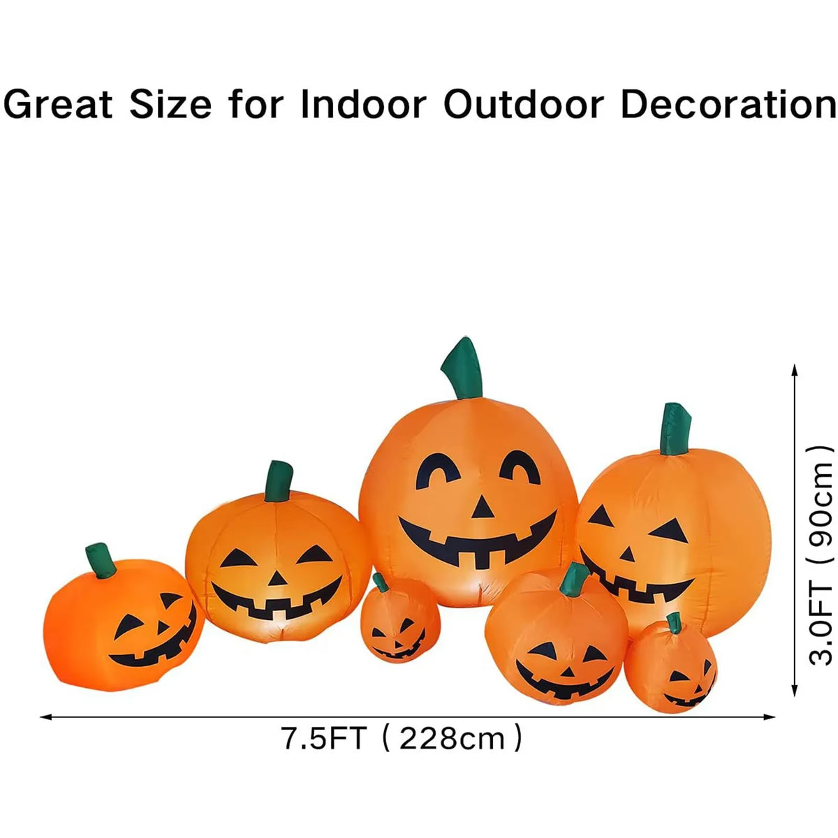 2.2M/7.5FT Inflatable Toy Halloween Pumpkin Pile Outdoor Decoration Halloween Festival 7 Pumpkins Built-In LED Light Garden Prop