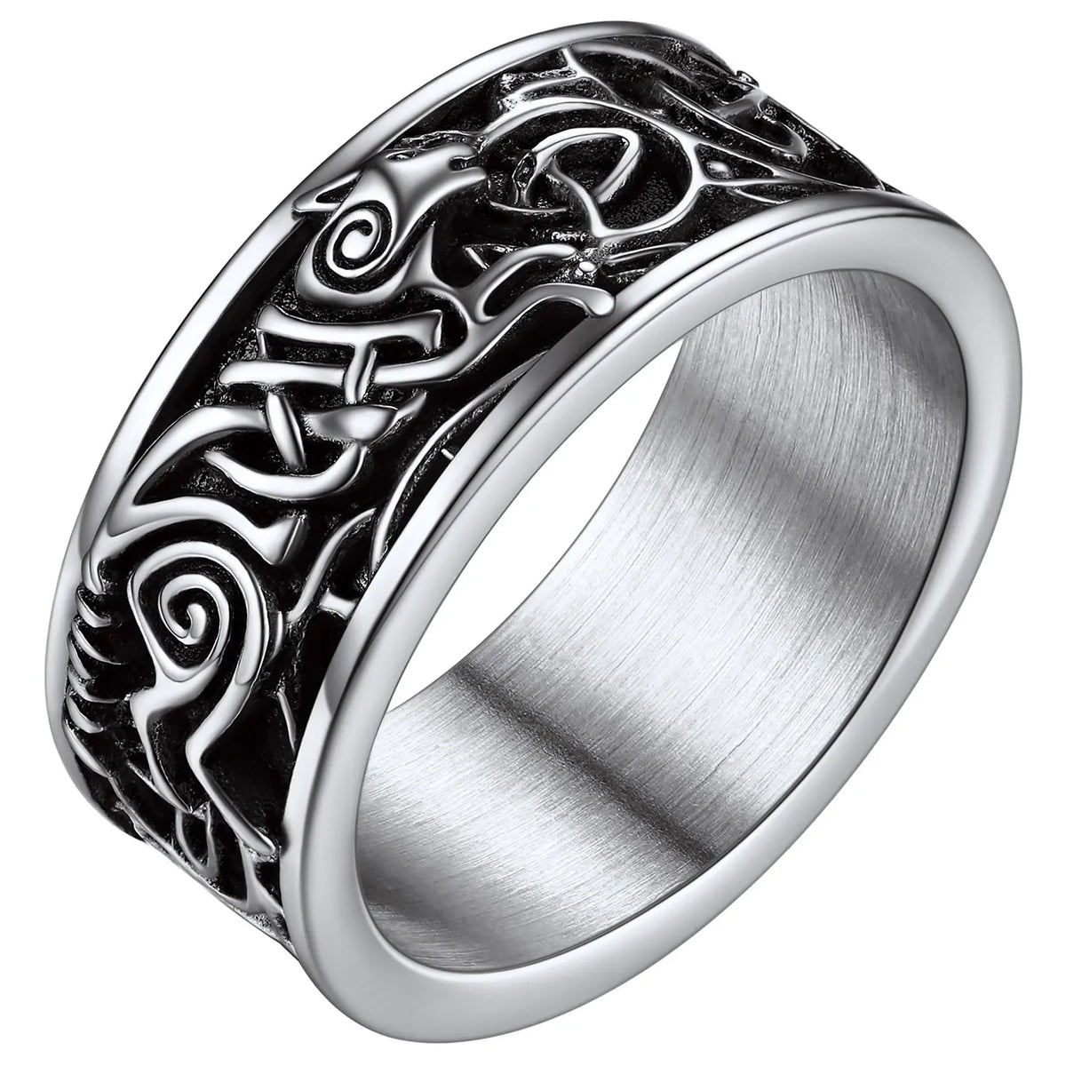 Anillo con cabeza de lobo para hombre