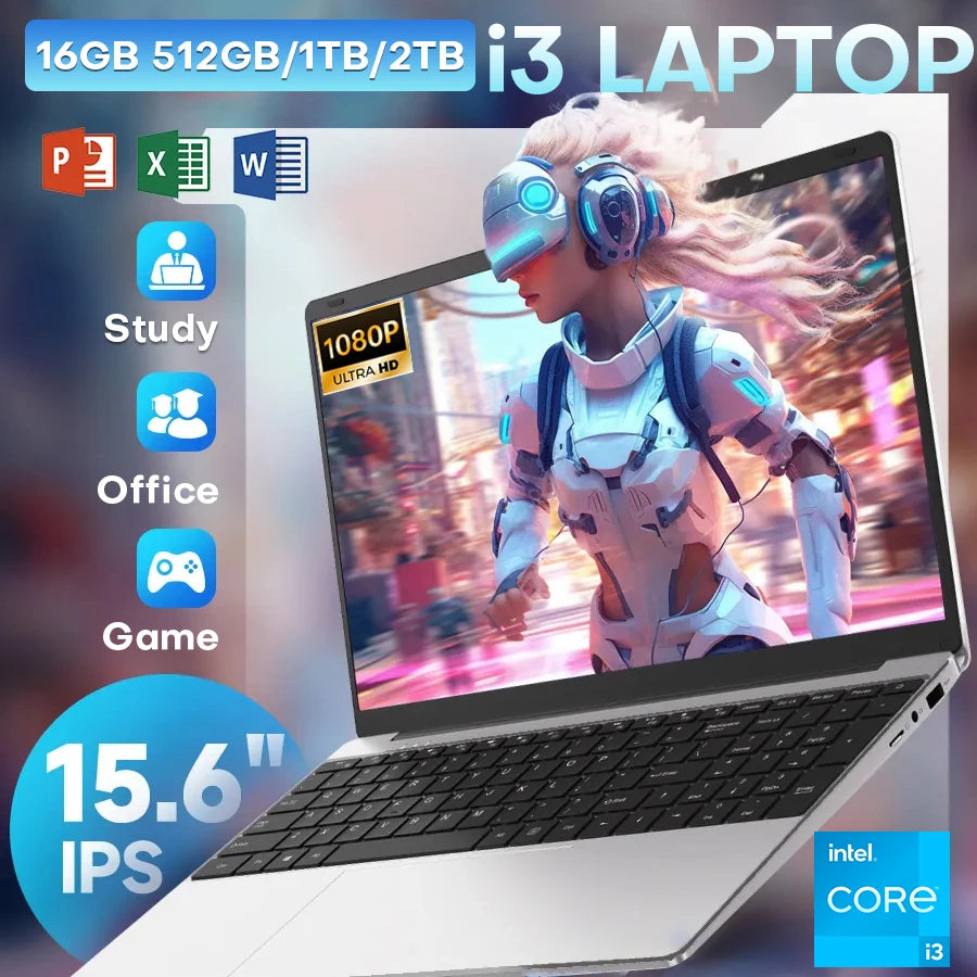 Laptop 15.6 Intel i3 16GB