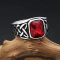 Anillo de sello de piedra roja cuadrada vintage