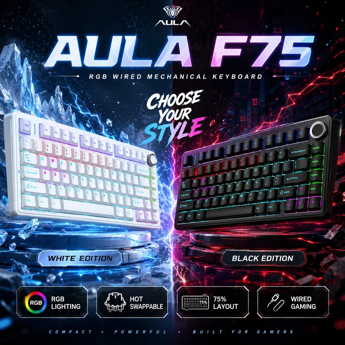Teclado AULA F75 cable