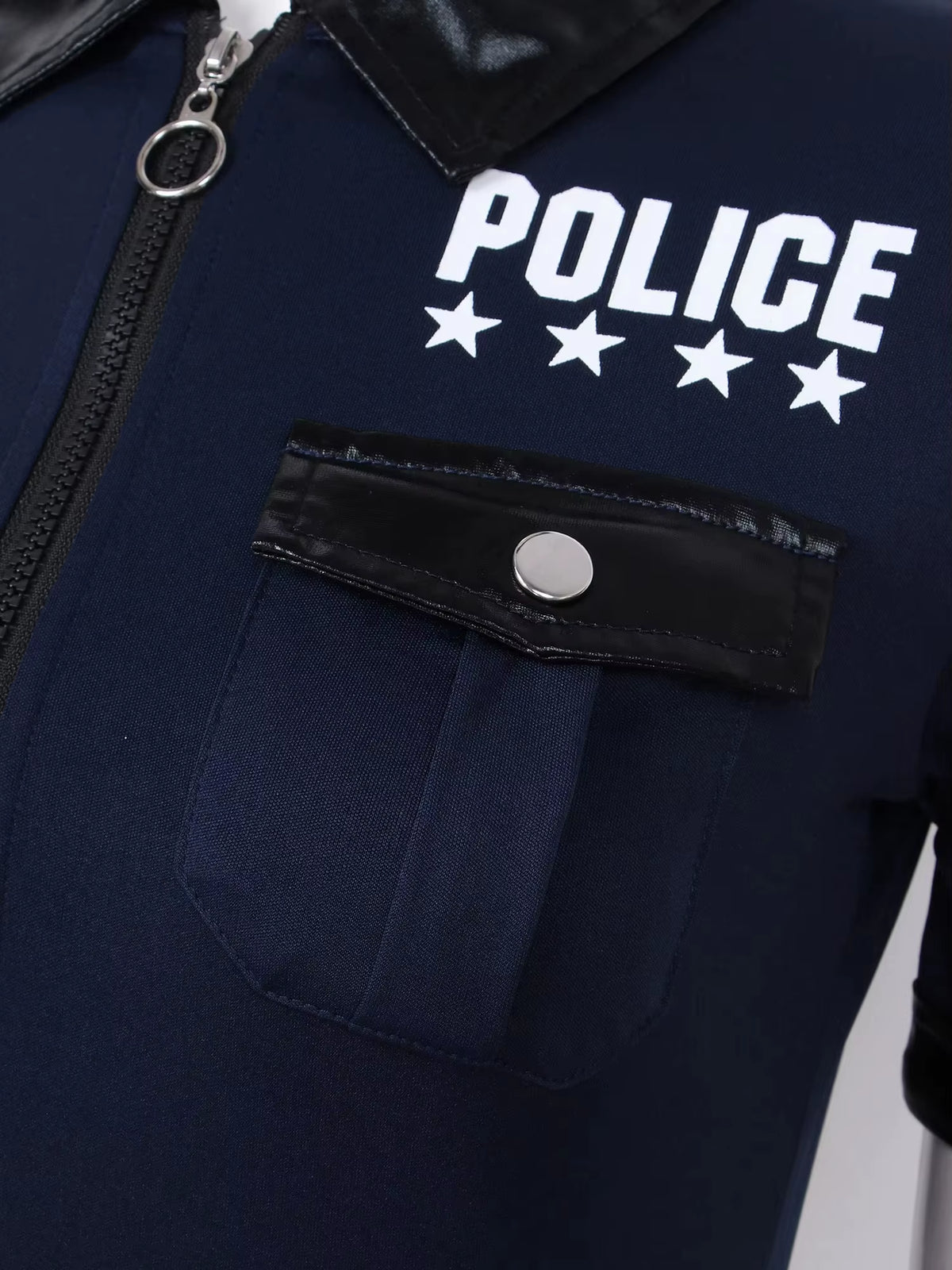 Women Police Cop Costume Policewomen Halloween Cosplay Suit Police Officer Uniform Short Sleeve Jumpsuit with Belt Purse Hat