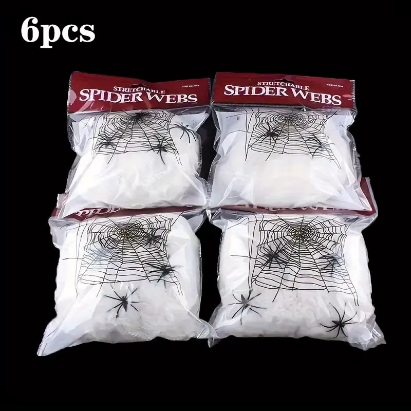 Stretchable Spider Webs with 2 Spiders Each,Party Supplies Halloween Cobweb Decorations for Haunted Houses, Room and Home Decor