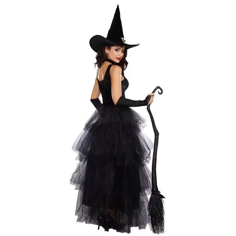 Halloween Witch Costumes for Women Adult Fantasy Black Dress up Party Carnival Performance