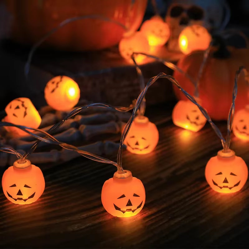 Halloween Decoration Led Light String Pumpkin Skull Head Eyeball Shaped Lamp String Trick or Treat Lantern Horror Halloween Day