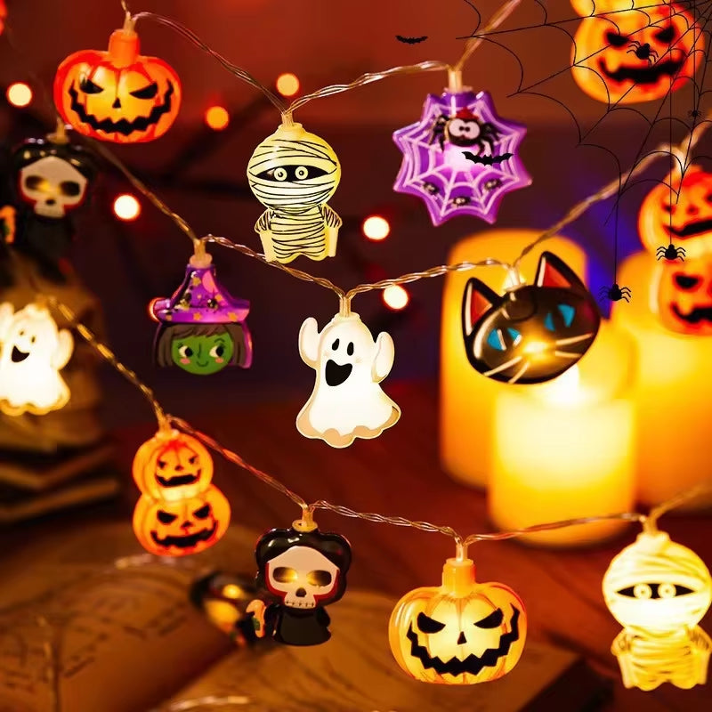 Halloween Decoration Led Light String Pumpkin Skull Head Eyeball Shaped Lamp String Trick or Treat Lantern Horror Halloween Day