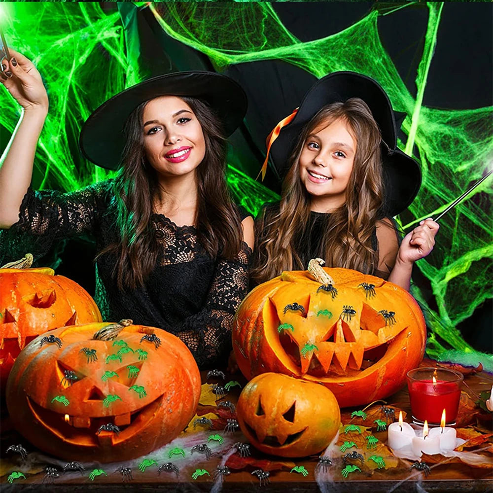 Halloween Fluorescent Spider Webs,Glow in the Dark Spider Webs,Halloween Cobweb,Outdoor Horror Decorations