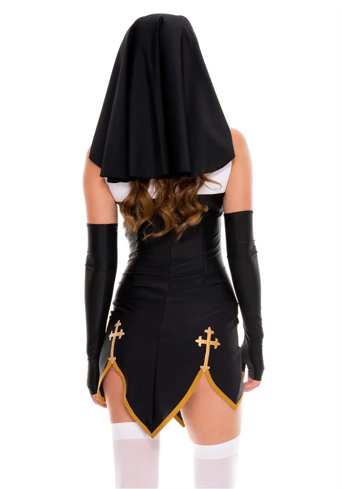 Women'S Sexy Nun Cosplay Costume Carnival Halloween Fantasia Fancy Dress