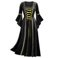 Halloween Women Dress Costumes for Women Long Sleeve Medieval Cosplay Vintage Vampire Witch Victorian Gothi Bandage Dress