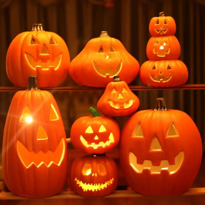 Halloween Glowing Pumpkin Decor LED Triple Layer Light up Pumpkin Decor Battery Powered Festival Theme Home Party Decorations