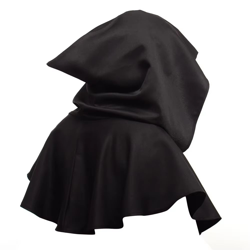 1Pc Halloween Cosplay Death Cape Short Hooded Cloak Wizard Witch Costumes Vampire Devil Wizard Black Cape Cowl Party Accessories