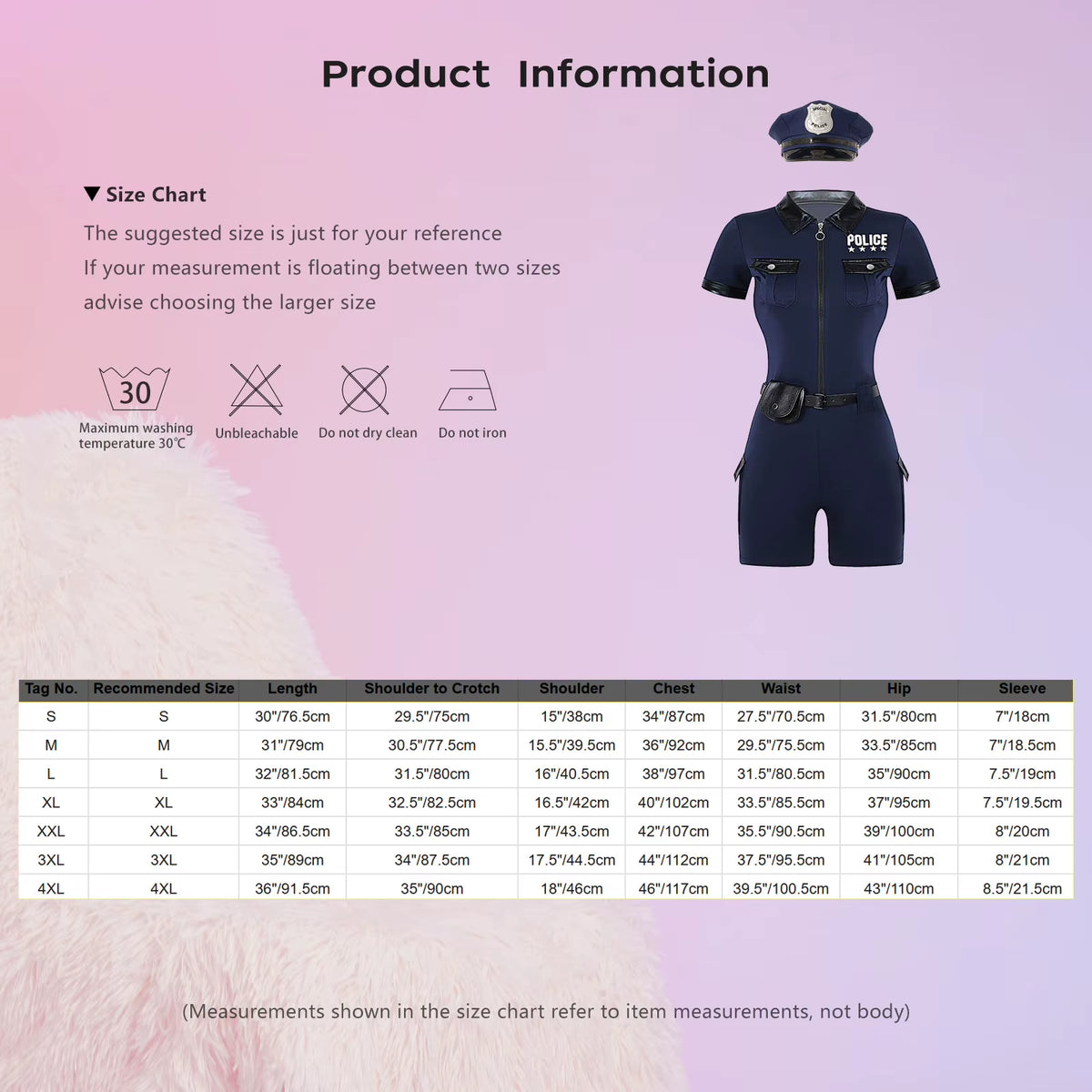 Women Police Cop Costume Policewomen Halloween Cosplay Suit Police Officer Uniform Short Sleeve Jumpsuit with Belt Purse Hat