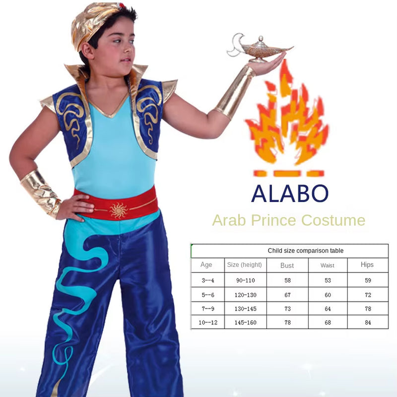 Halloween Fashion New Arab King Costume Aladdin Magic Lamp Prince Carnival Party Adult Men and Boys Stage Performance Costume