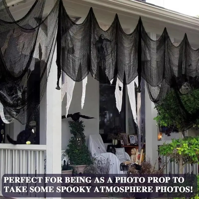 Halloween Black Creepy Cloths 76X198Cm Mesh Cheesecloths Halloween Party Gauze Netting Spider Web Wall Gauze Terror Scene Props
