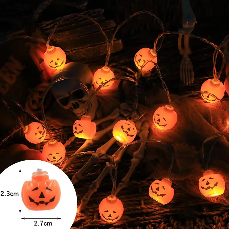 Halloween Decoration Led Light String Pumpkin Skull Head Eyeball Shaped Lamp String Trick or Treat Lantern Horror Halloween Day