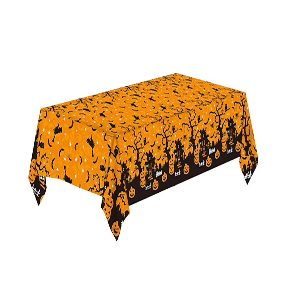 Halloween Decoration Tablecloth,Disposable Pumpkin Spider Web Bat Plastic Table Cover,Halloween Party Home Table Decor