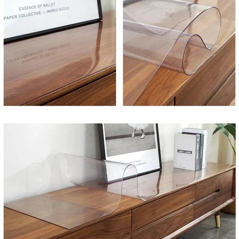 PVC Transparent Tablecloth Waterproof Oil-Proof Anti-Scalding Soft Glass Rectangular Tablecloth Kitchen Table Mat Table Cover