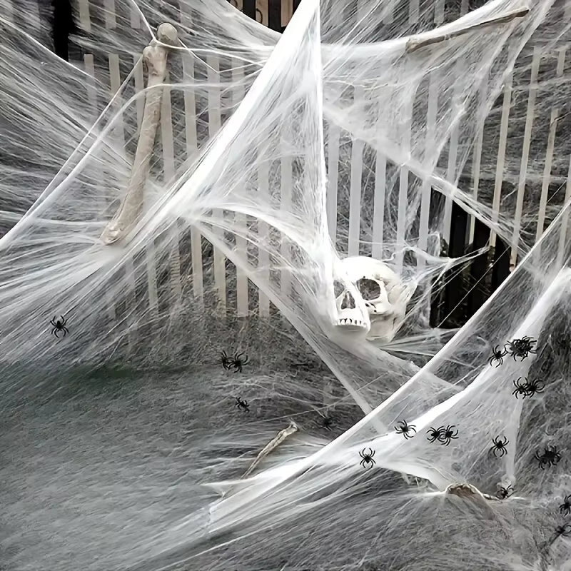 Stretchable Spider Webs with 2 Spiders Each,Party Supplies Halloween Cobweb Decorations for Haunted Houses, Room and Home Decor